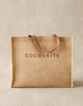 Load image into Gallery viewer, Cocoknits Jute Tote Bag